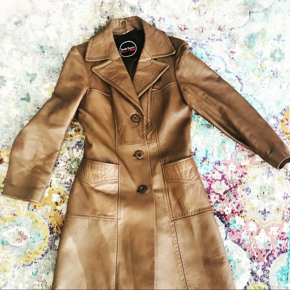 Jackets & Blazers - Genuine 70’s vintage leather trench coat/jacket